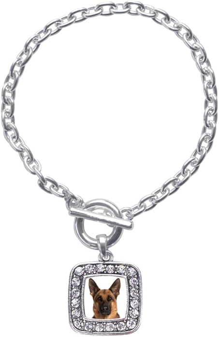 Inspired Silver - Silver Square Charm Toggle Bracelet with Cubic Zirconia Jewelry