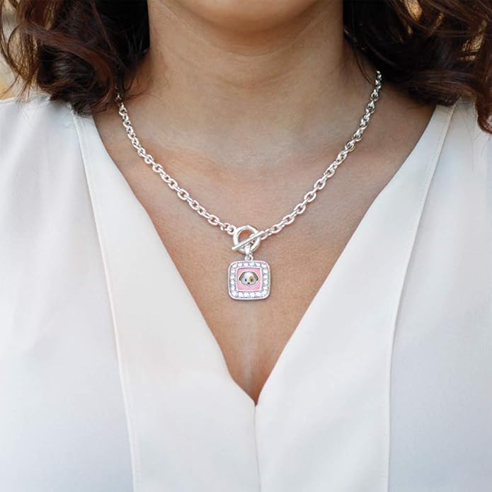 Inspired Silver - Silver Square Charm 18 Inch Necklace with Cubic Zirconia Jewelry