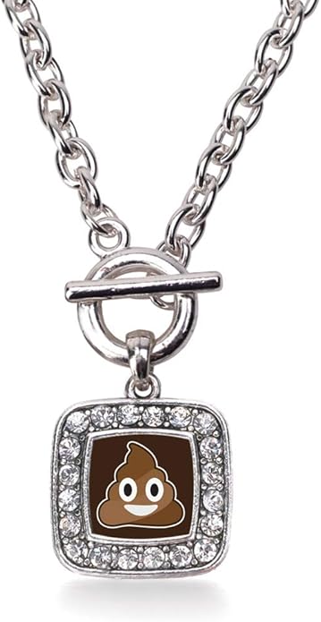 Inspired Silver - Silver Square Charm 18 Inch Necklace with Cubic Zirconia Jewelry
