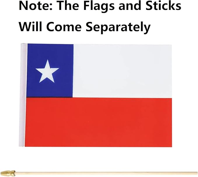 GSYLPFT 12 Pack Chile Flags on Sticks Chilean Small Mini Hand Held Flags for Office Classroom Holiday Party Decorations