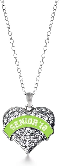 Inspired Silver - Silver Pave Heart Charm 18 Inch Necklace with Cubic Zirconia Jewelry