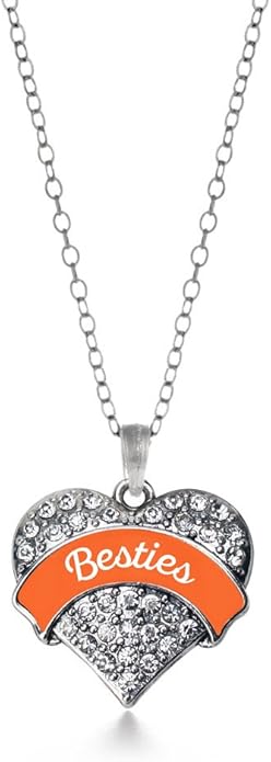 Inspired Silver - Silver Pave Heart Charm 18 Inch Necklace with Cubic Zirconia Jewelry