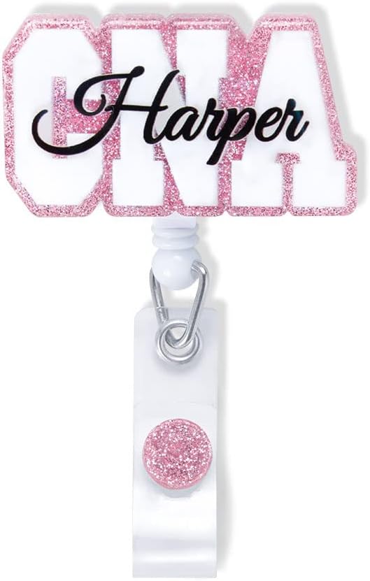 Custom Retractable Cute Name PA LAB LPN TECH MD RMA BSN EMT CNA LVN RN ID Badge Reels Holder for Nurse Coworkers Employee Hospital Doctor