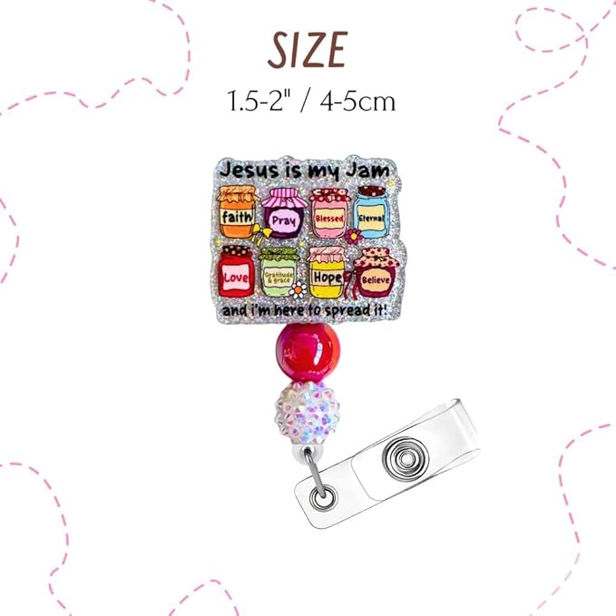 Jesus is My Jam Badge Reel Faith Religious Scripture Inspirational Pray Blessed Hope I Can Do All Things Through Christ Believer Hospital ID Name Holder with Retractable Clip Gift for Churchmates