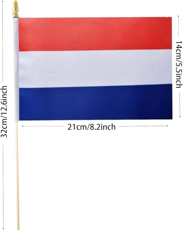 GSYLPFT 12 Pack Netherlands Flags on Sticks Dutch Small Mini Hand Held Flags for Office Classroom Holiday Party Decorations