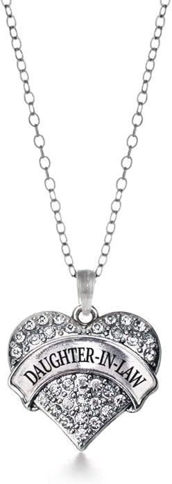 Inspired Silver - Silver Pave Heart Charm 18 Inch Necklace with Cubic Zirconia Jewelry