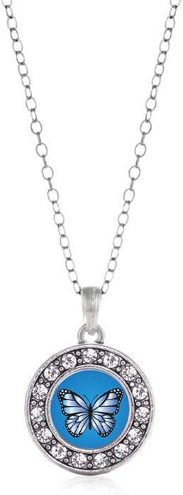 Inspired Silver - Silver Circle Charm 18 Inch Necklace with Cubic Zirconia Jewelry