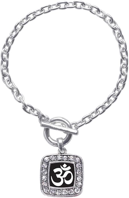 Inspired Silver - Silver Square Charm Toggle Bracelet with Cubic Zirconia Jewelry