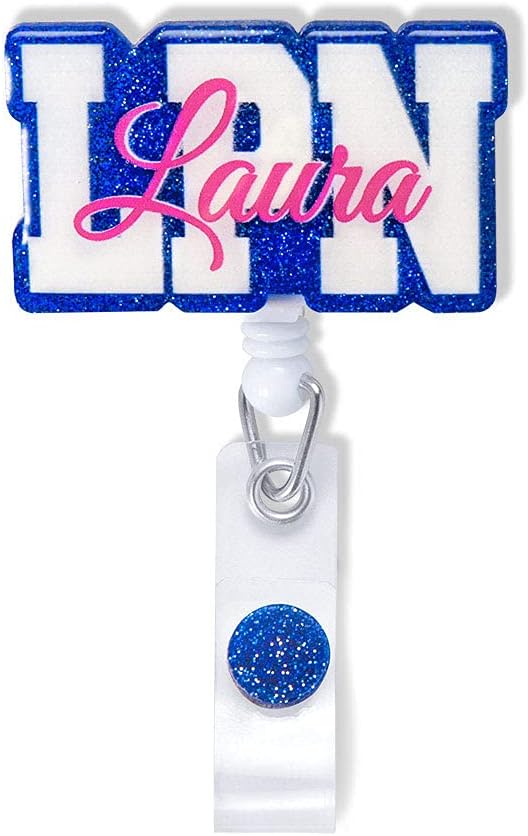 Custom Retractable Cute Name PA LAB LPN TECH MD RMA BSN EMT CNA LVN RN ID Badge Reels Holder for Nurse Coworkers Employee Hospital Doctor