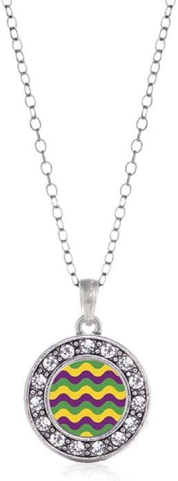 Inspired Silver - Silver Circle Charm 18 Inch Necklace with Cubic Zirconia Jewelry