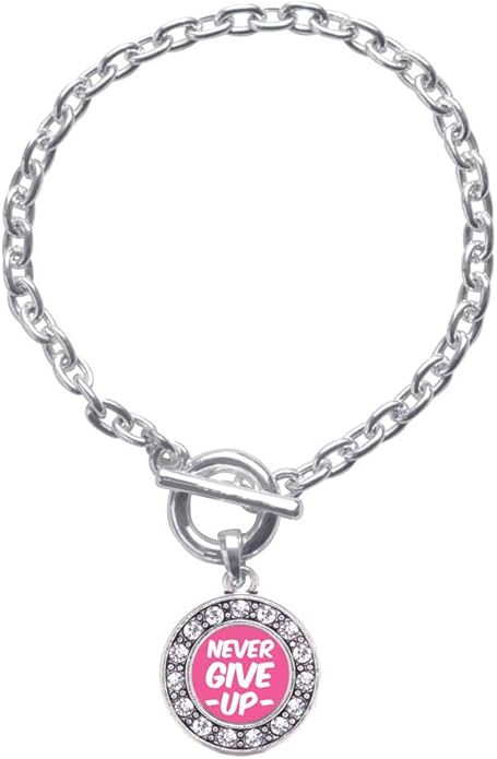 Inspired Silver - Silver Circle Charm Toggle Bracelet with Cubic Zirconia Jewelry