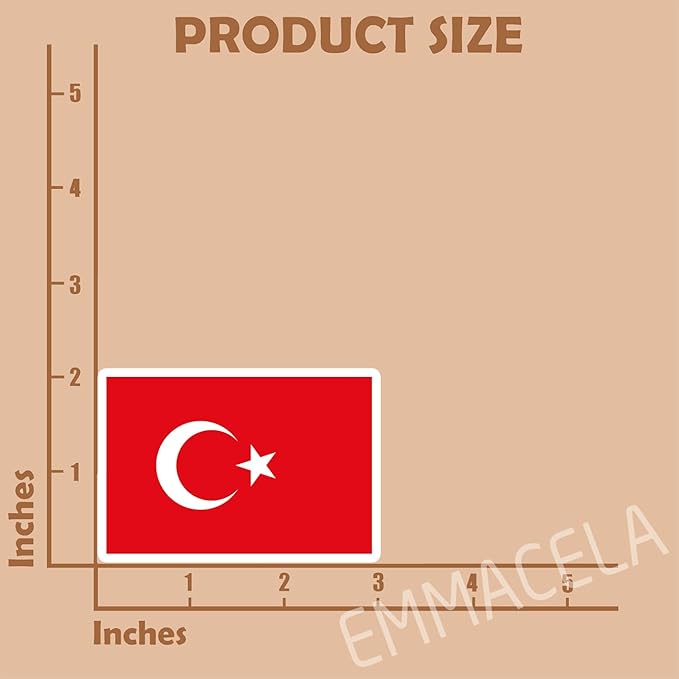(3PCS) Turkey Flag stickers, Countries Flag Stickers - Waterproof Vinyl Decals For Laptops, Tumblers, Water Bottles, Books, Scrapbooks, Size 3 x 2 Inch