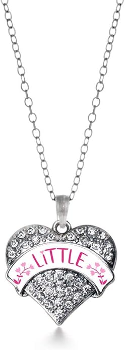 Inspired Silver - Silver Pave Heart Charm 18 Inch Necklace with Cubic Zirconia Jewelry