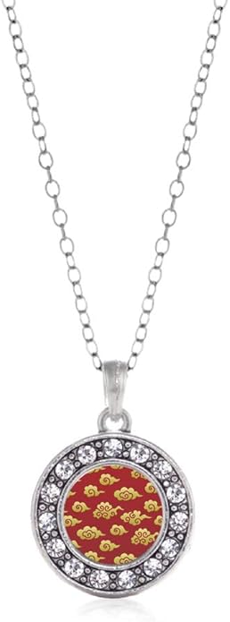Inspired Silver - Silver Circle Charm 18 Inch Necklace with Cubic Zirconia Jewelry