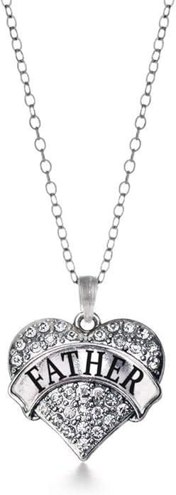 Inspired Silver - Silver Pave Heart Charm 18 Inch Necklace with Cubic Zirconia Jewelry