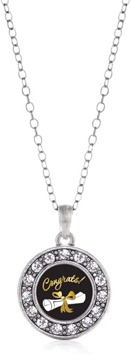 Inspired Silver - Silver Circle Charm 18 Inch Necklace with Cubic Zirconia Jewelry