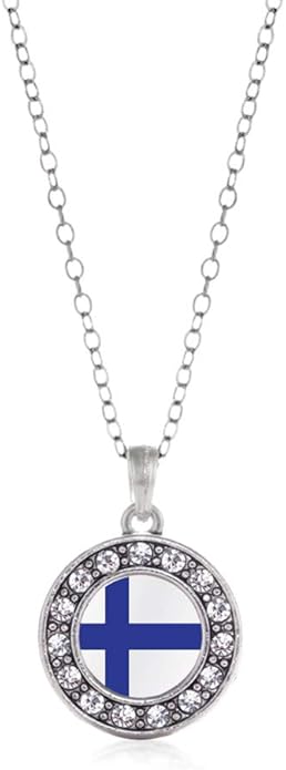 Inspired Silver - Silver Circle Charm 18 Inch Necklace with Cubic Zirconia Jewelry