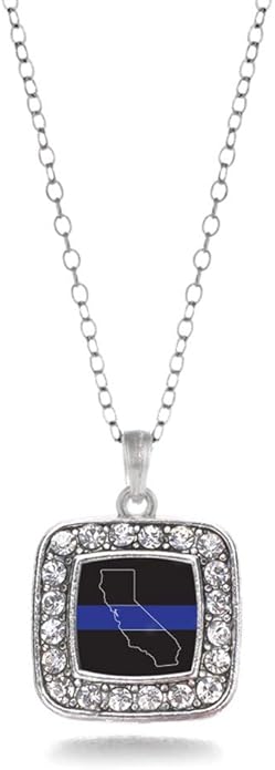 Inspired Silver - Silver Square Charm 18 Inch Necklace with Cubic Zirconia Jewelry