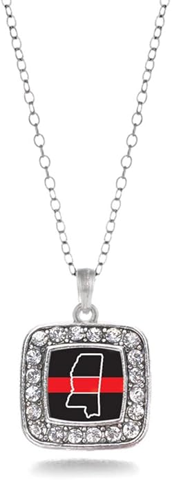 Inspired Silver - Silver Square Charm 18 Inch Necklace with Cubic Zirconia Jewelry