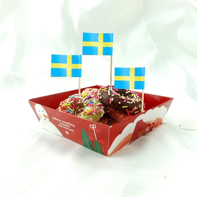 Sweden Flag Swedish Flag, Small Mini Sweden Toothpick Flags for Food, Cupcakes, Cocktails, Appetizers, Bar Party Decorations