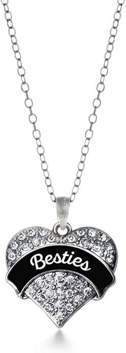 Inspired Silver - Silver Pave Heart Charm 18 Inch Necklace with Cubic Zirconia Jewelry