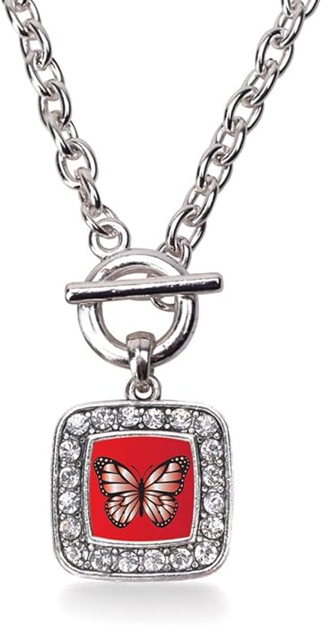 Inspired Silver - Silver Square Charm 18 Inch Necklace with Cubic Zirconia Jewelry