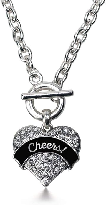 Inspired Silver - Silver Pave Heart Charm 18 Inch Necklace with Cubic Zirconia Jewelry
