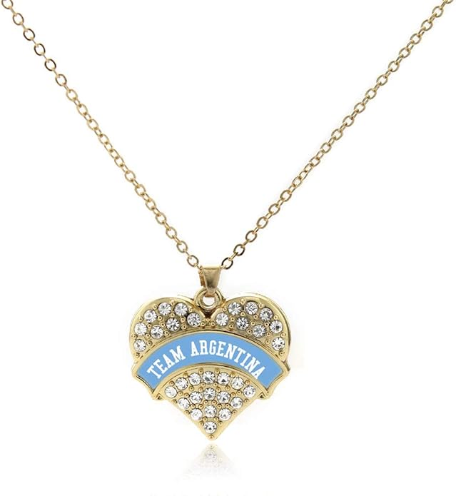 Inspired Silver - Gold Pave Heart Charm 18 Inch Necklace with Cubic Zirconia Jewelry