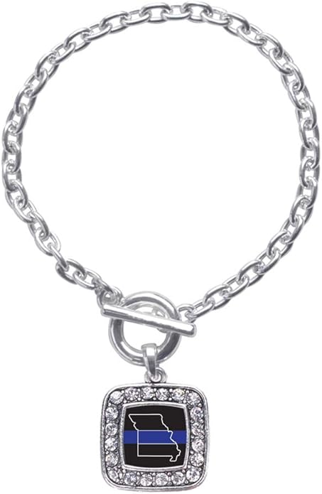 Inspired Silver - Silver Square Charm Toggle Bracelet with Cubic Zirconia Jewelry