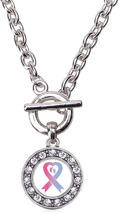 Inspired Silver - Silver Circle Charm 18 Inch Necklace with Cubic Zirconia Jewelry