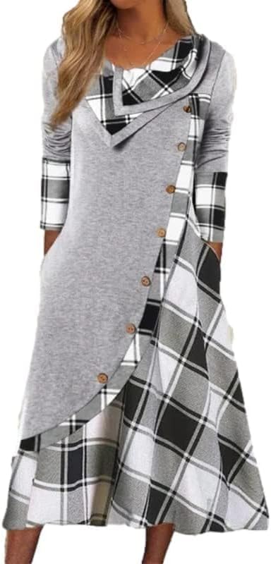 Winter Dresses for Women Wedding Guests Casual Cute Heart Long Sleeve Tiered Maxi Dress with Pockets Plus Size