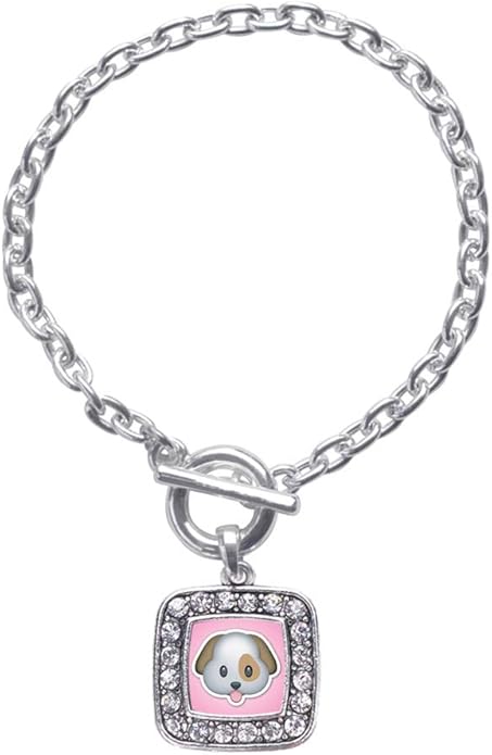 Inspired Silver - Silver Square Charm Toggle Bracelet with Cubic Zirconia Jewelry