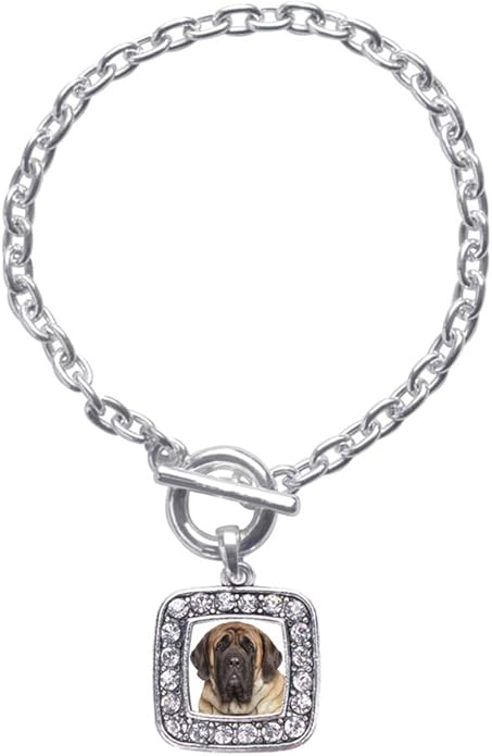 Inspired Silver - Silver Square Charm Toggle Bracelet with Cubic Zirconia Jewelry