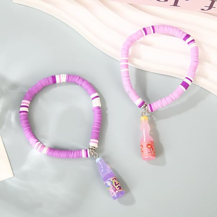 Byqone 5Pcs K-pop Merch Soda Bracelet Birthday Party Friendship BFF Gifts for Fans Decor, Personalized Letter Beads with Soda Bottle Charm