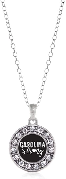 Inspired Silver - Silver Circle Charm 18 Inch Necklace with Cubic Zirconia Jewelry