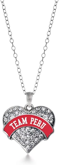 Inspired Silver - Silver Pave Heart Charm 18 Inch Necklace with Cubic Zirconia Jewelry