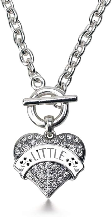 Inspired Silver - Silver Pave Heart Charm 18 Inch Necklace with Cubic Zirconia Jewelry
