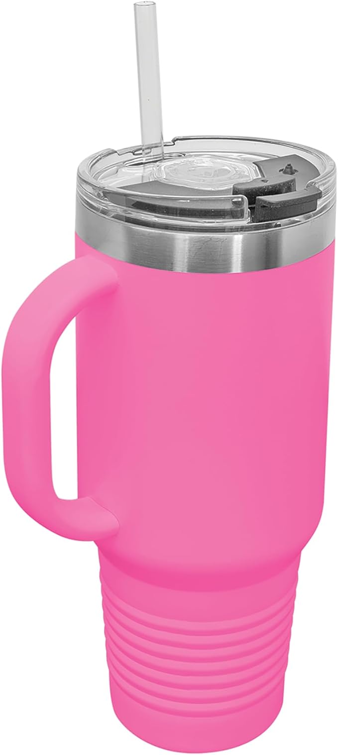 LaserGram 40oz Vacuum Insulated Travel Mug with Handle, CNA Certified Nurse Assistant, Personalized Engraving Included (Pink)