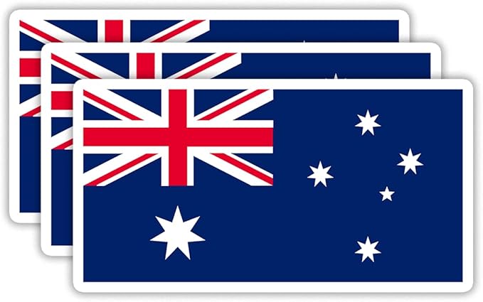 (3PCS) Australia Flag stickers, Countries Flag Stickers - Waterproof Vinyl Decals For Laptops, Tumblers, Water Bottles, Books, Scrapbooks, Size 3 x 1.7 Inch