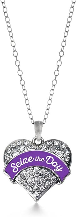 Inspired Silver - Silver Pave Heart Charm 18 Inch Necklace with Cubic Zirconia Jewelry