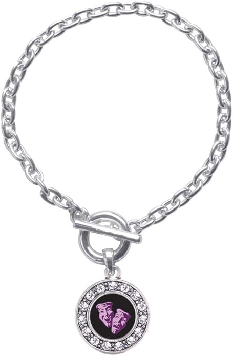 Inspired Silver - Silver Circle Charm Toggle Bracelet with Cubic Zirconia Jewelry