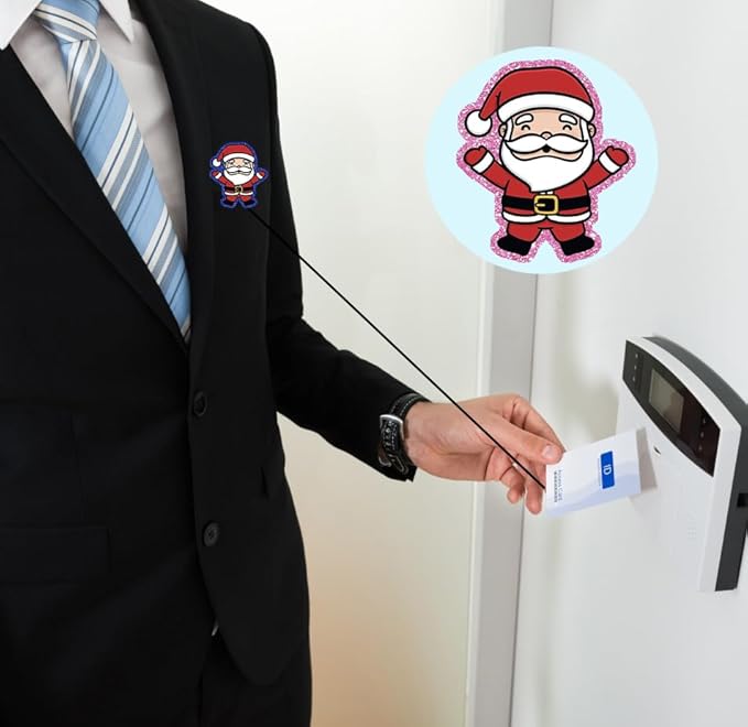 Christmas Santa Claus papa Noel de Navidad Badge Reels Retractable Funny Cute Badge Holder with Badge Reel Unique ID Clip Name Tag Card Badge Clip Gifts Nurse Student Worker Teacher