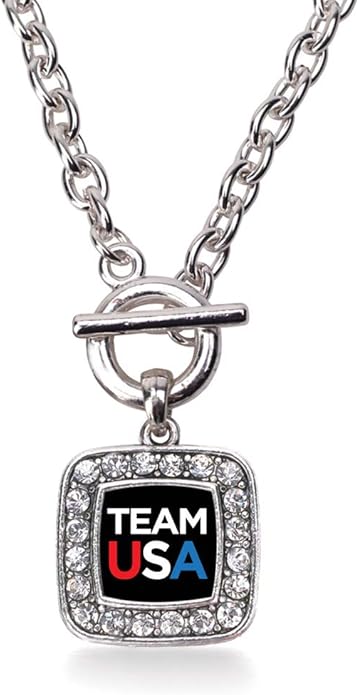 Inspired Silver - Silver Square Charm 18 Inch Necklace with Cubic Zirconia Jewelry