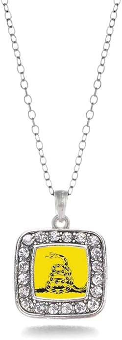 Inspired Silver - Silver Square Charm 18 Inch Necklace with Cubic Zirconia Jewelry