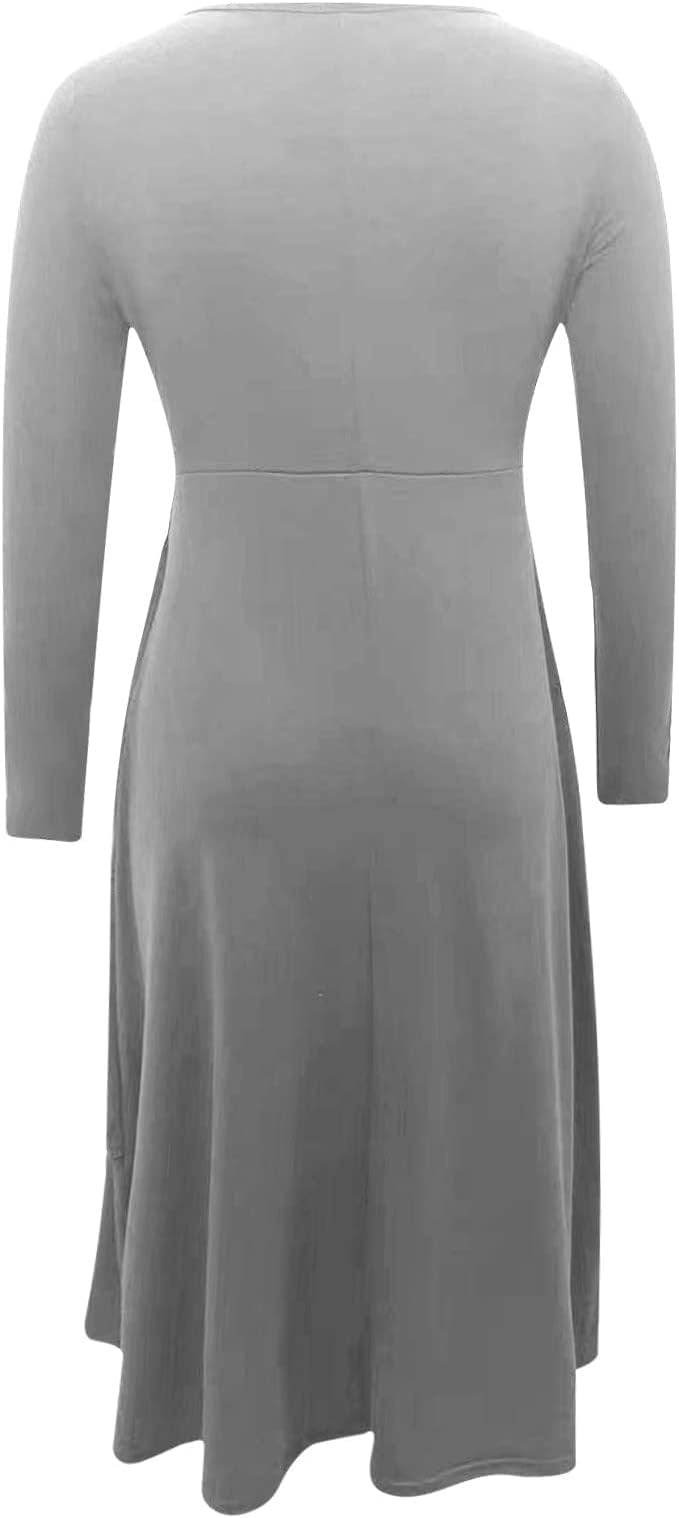 Winter Dresses for Women Wedding Guests Casual Cute Heart Long Sleeve Tiered Maxi Dress with Pockets Plus Size