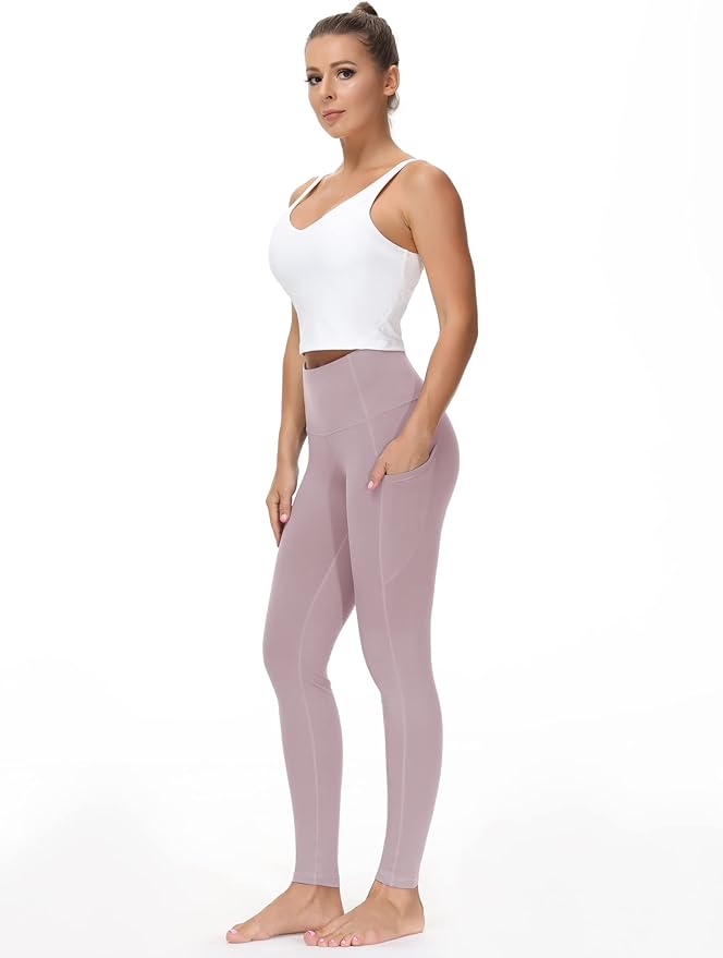 THE GYM PEOPLE Thick High Waist Yoga Pants with Pockets, Tummy Control Workout Running Yoga Leggings for Women