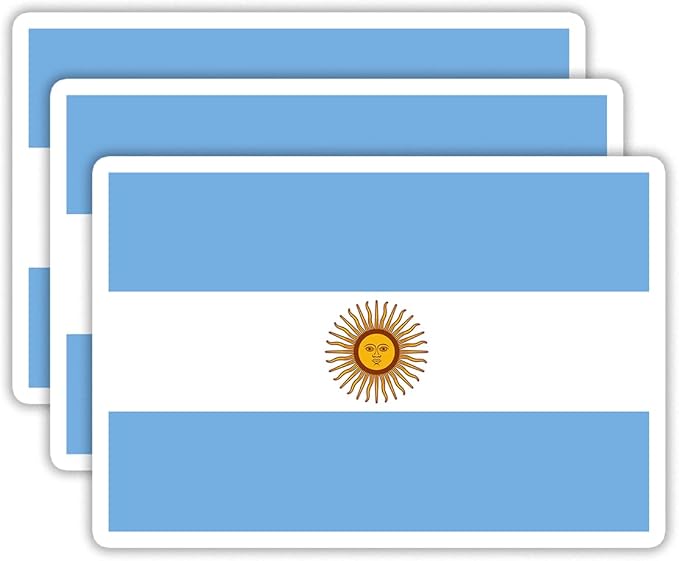 (3PCS) Argentina Flag stickers, Countries Flag Stickers - Waterproof Vinyl Decals For Laptops, Tumblers, Water Bottles, Books, Scrapbooks, Size 3 x 2 Inch
