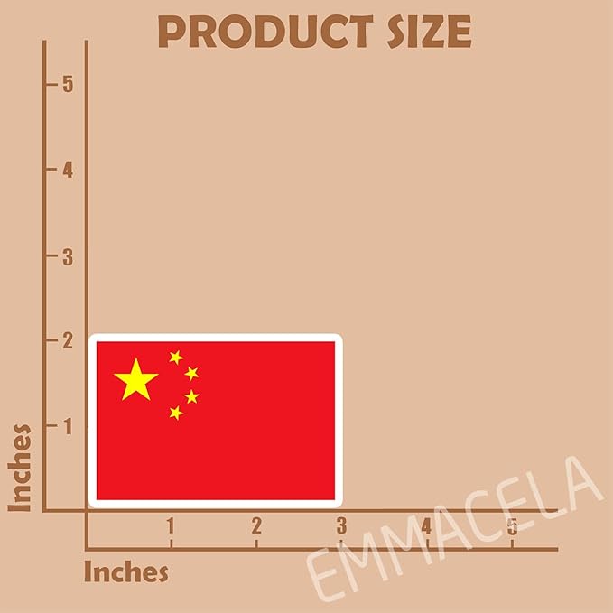 (3PCS) China Flag stickers, Countries Flag Stickers - Waterproof Vinyl Decals For Laptops, Tumblers, Water Bottles, Books, Scrapbooks, Size 3 x 2 Inch