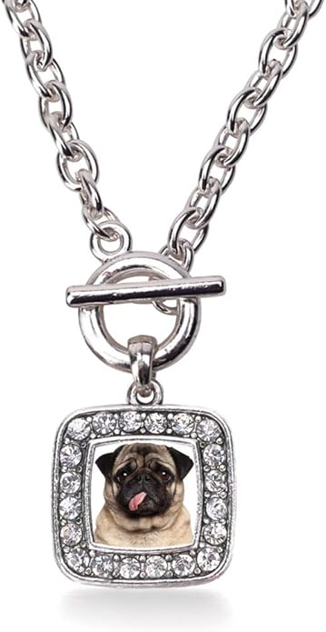 Inspired Silver - Silver Square Charm 18 Inch Necklace with Cubic Zirconia Jewelry