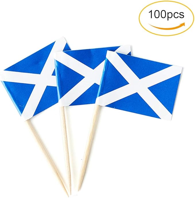 Scotland Flag Scottish Flag, Small Mini Scotland Toothpick Flags for Food, Cupcakes, Cocktails, Appetizers, Bar Party Decorations